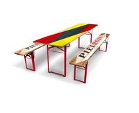HE-207, Ensemble de table à bière pliante en bois/Table à bière et banc/Table de jardin en bois/Patio/Ensemble de tables d'extérieur