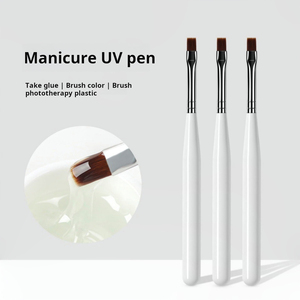 Stylo de photothérapie pour ongles à tête plate, poils en nylon, logo personnalisé, emballage individuel pour la pratique des étudiants, salon de manucure, pinceau pour nail art - Product Image 2