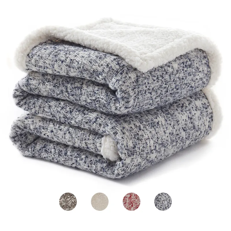 BLX Amazon HOT Sale Luxury Sherpa wool throw Blanks Soft Warm High Quality quilt Throw Fleece Bed Blanket for winter