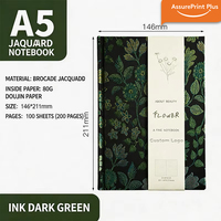 Carnet à couverture rigide en tissu jacquard tissé vintage A4 A5 A6 personnalisé pour femmes, idéal comme cadeau promotionnel avec plusieurs marque-pages en ruban