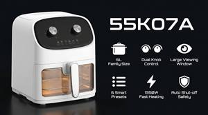 Friteuse à air grande capacité 6L avec fenêtre visible, double bouton, minuterie précise, contrôle de la température, sans huile, pour une cuisine saine - Product Image 6