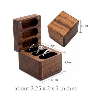 1pcs Personalized Walnut Square Creative Personalized Engagement Wedding <b>Ring</b> <b>Box</b> Gift - Product Image 5