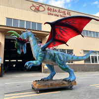 Modèle de dragon occidental animatronique grandeur nature, statue réaliste de dragon ailé en silicone pour la décoration des parcs à thème et des centres commerciaux