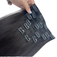 100% Cheveux Humains Vierges Clip Invisible dans les Extensions de Cheveux Sans Soudure De Luxe Naturel Noir Clip-In Cheveux