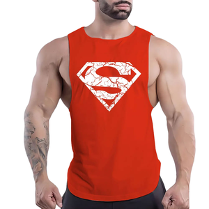 Débardeur Homme Rouge Superman 100% Coton Style Urbain Col Rond Décontracté Respirant Tricoté Sans Manches - Product Image 1