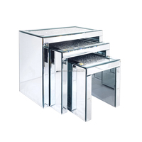 Nouvel arrivage haut de gamme diamant écrasé cristal argent salon entrée TV café tables de nuit décor nid miroir Table d'appoint