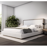 Lit plateforme en bois à panneau rembourré king size à usage domestique pour hôtel de haute qualité