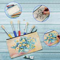 Trousse à Crayons en Toile Personnalisable avec Logo, Vierge, pour DIY, Maquillage, Cosmétiques, Multi-usages, Trousse de Voyage avec Fermeture Éclair