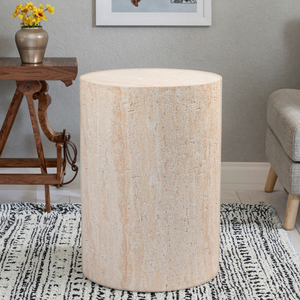 Tabouret de jardin en béton artisanal écologique du Vietnam Mobilier d'extérieur Table d'appoint en ciment de chevet Hôtel de chambre à coucher du milieu du siècle - Product Image 1