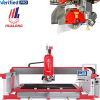 Máquina de corte de piedra CNC por chorro de agua de 5 ejes Hualong Machinery con software italiano Pegasus para azulejos de granito, motorreductor y rodamientos