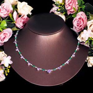 <span class=keywords><strong>Collana</strong></span> <span class=keywords><strong>Tennis</strong></span> a Catena in Lega con Zirconia Cubica Viola e <span class=keywords><strong>Verde</strong></span> a Forma di <span class=keywords><strong>Cuore</strong></span>, Regalo di Gioielleria per Donna per Feste Estive e San Valentino - Product Image 2