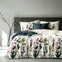 Parure de lit à imprimé floral, blanc et gris, housse de couette moderne de qualité hôtelière de luxe avec 2 taies d'oreiller, vente en gros, haute qualité
