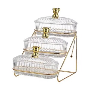 Conteneur de rangement décoratif transparent pour la maison, assiettes à collation, plat à salade de fruits secs, pour noix, bonbons, apéritifs, collations de fête - Product Image 1