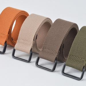 <span class=keywords><strong>Ceinture</strong></span> tissée tactique unisexe en toile, sans trou, sans perforation, avec boucle en fer à double anneau, pour étudiants, avec logo personnalisé, 3,5 cm - Product Image 1