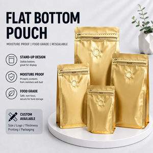 Bolsas de PP con Fondo Plano y Ocho Costuras Selladas, Personalizadas OEM, Grado Alimenticio, con Cierre Hermético y Válvula a Prueba de Humedad para Granos de Café y Té - Product Image 1