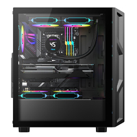 Ruix P31 casing komputer Desktop transparan, casing komputer menara sedang ATX modis dengan tipe-c untuk Game & bekerja (kaca)