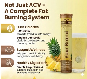 Comprimés effervescents au vinaigre de cidre de pomme OEM avec Moringa, soutien au métabolisme et à la gestion du poids, saveur ananas épicée - Product Image 3