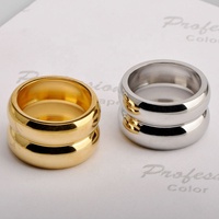 IINS Hot Selling Minimalist Exaggerated Stainless Steel 18K Gold Hip Hop Style Double Thick Arc Ring Couple Ring