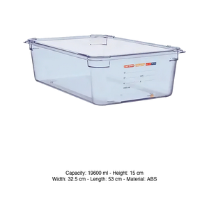 Bac alimentaire ABS GN 1/1 53 × 32,5 × 15 h cm, 19,6 L, sans couvercle, -40/+80 ° C Araven - Product Image 3