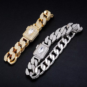 Hip-Hop-Schmuck Großhandel 12 mm Messingbasis 14K Gold Plattiert Micro Pave 3A+CZ Steine Iced Out Miami Cuban Armband - Product Image 1
