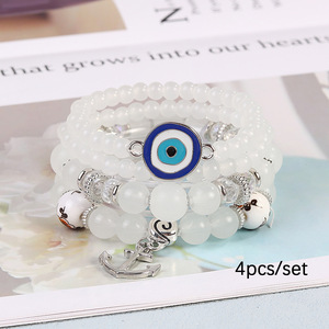 <span class=keywords><strong>4</strong></span> ensembles de bracelets de perles bohèmes à la mode avec pendentif ancre en forme d'œil - Product Image 2