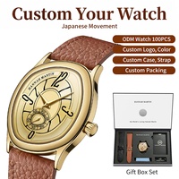 Montre OEM, fabricant, marque personnalisée, bracelet en cuir véritable, cadran unique, boîte cadeau, pour homme et femme, mouvement japonais, montre à quartz