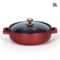 Nouvelle marmite à soupe en céramique antiadhésive compatible induction, style chinois, durable, avec couvercle en verre, résistante à la chaleur, passe au lave-vaisselle, 3L
