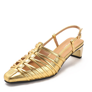 Sandales à talon slingback pour femme, mode été, avec bride tressée et boucle de <span class=keywords><strong>cheville</strong></span>, talon <span class=keywords><strong>bloc</strong></span> moyen, élégantes pour soirée, design ajouré, vente en gros - Product Image 2