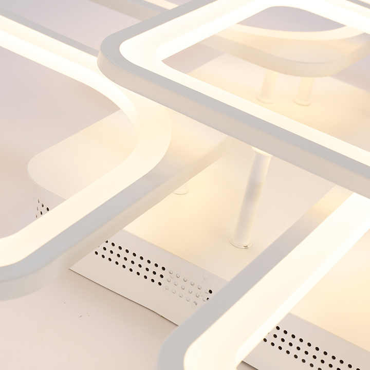 Modern Crystal LED Ceiling Light Simple Rectangle & Square Infinite Dimming Black Pendant Chandelier Bedroom Sky City Room Lamp