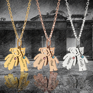 Poupées couple garçon-fille <span class=keywords><strong>les</strong></span> plus vendues transfrontalières avec collier clouté <span class=keywords><strong>de</strong></span> diamants et nom gravé pour décoration familiale. - Product Image 3