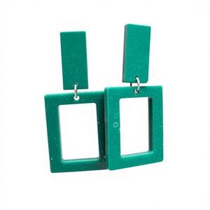 2026 Cute Geometric Hoop Stylish <b>Earrings</b> <b>Black</b> & Transparent Design Resin Gold Plated Women's Trendy Parties Wedding Jewelry - Product Image 6