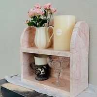 Étagère de rangement double couche en marbre travertin rose SAIDKOCCC pour salon, cuisine, chambre, décoration intérieure