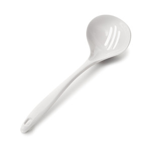 Mestolo classico in melamina perforata per servire zuppe e stufati con manico lungo - Product Image 1