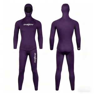 Combinaison de plongée en apnée DIVESTAR pour <span class=keywords><strong>homme</strong></span>, 2 pièces, veste à capuche, <span class=keywords><strong>pantalon</strong></span> taille haute, coutures invisibles, logo personnalisé OEM, néoprène 3 mm - Product Image 4