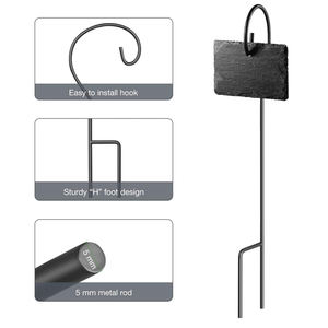 <span class=keywords><strong>Étiquette</strong></span> autocollante en pierre à aiguiser, marqueur de jardin, en <span class=keywords><strong>ardoise</strong></span> noire naturelle, avec tige suspendue en acier inoxydable - Product Image 1