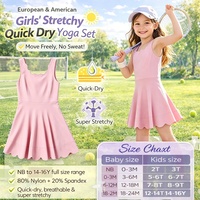Gaun Olahraga Anak Perempuan DH ODM Sakura Pink dengan Potongan Scalloped, Tanpa Lengan, Model A-Line, Rok Bermain, Celana Pendek Terintegrasi, Dua Potong, Pakaian Aktif