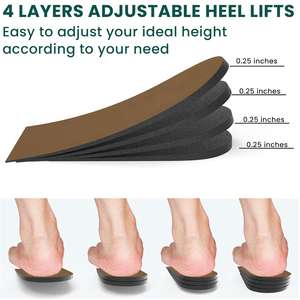Inserti di sollevamento del tallone regolabile per scarpe-sollevatore di scarpe ortopedico per gambe irregolari 4 strati di altezza aumento soletta per il dolore al tallone - Product Image 2