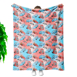 Manta de sofá/cama de franela suave para niños con diseño de coche de dibujos animados de doble cara, personalizada, lista para enviar - Product Image 2