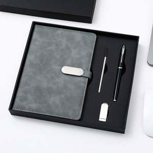 Ensemble cadeau promotionnel d'affaires de luxe : porte-cartes, stylo, porte-clés, carnet A5 en cuir PU, batterie externe, logo personnalisé, cadeau d'entreprise - Product Image 4