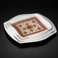 Assiettes carrées irrégulières en mélamine blanches |   Vaisselle Commerciale pour Restaurants