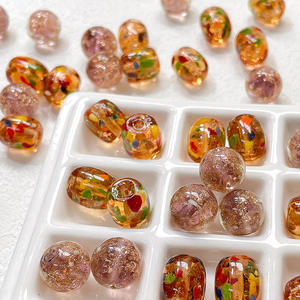 Verre lumineux vague point feuille d'or trou droit perle ronde bricolage bijoux faits à la main Bracelet collier perle accessoire matériel - Product Image 1