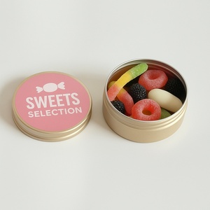 กระป๋องอลูมิเนียมพิมพ์โลโก้พร้อมฝาปิดสำหรับใส่ลูกอม เยลลี่ และขนมหวาน - Product Image 1