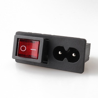 Conector de Corriente Alterna IEC LZ-8-29 C8 con Interruptor de Lámpara, 1 Salida, Enchufe de Cobre/Latón/Nylon, Negro, CE