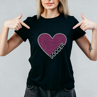 Transferts thermiques en strass à motif Football Love, les plus vendus pour les t-shirts