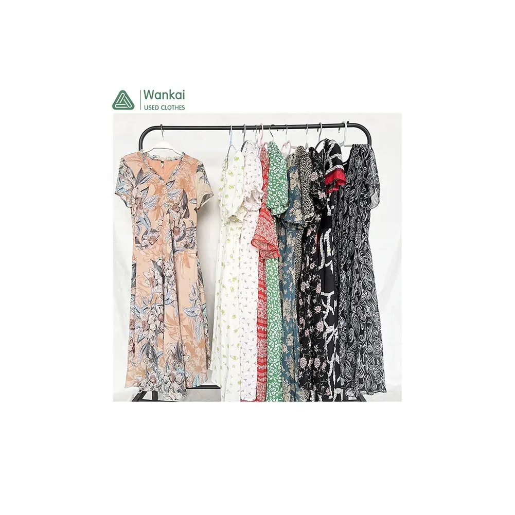 CwanCkai 도매 신중하게 선택된 여성 의류 사용, 저렴한 가격 45-100Kg 사용 한국 드레스 새로운 패션 레이디 드레스