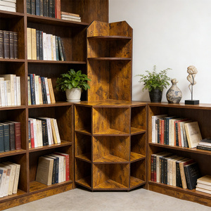 رف كتب خشبي موفر للمساحة بتصميم عصري لغرفة المعيشة والمكتب المنزلي وغرفة النوم - Product Image 5