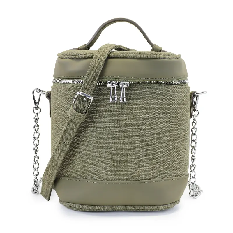 and South Korea online zipper graffiti fashion retro green cross Fashionable The chain canvas The camera canvas bags for wome