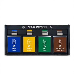 Îlot de gestion des déchets en acier inoxydable écologique de 1100 L, 4 pièces, fabriqué en Turquie - Product Image 1