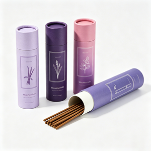 Vente en gros de tubes en papier pour bâtonnets d'encens biodégradables, papier kraft rond cylindrique, emballage cadeau recyclable, impression quadricolore - Product Image 1