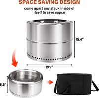 Four à bois rond sans fumée à charbon de bois personnalisé de taille multiple Cuisson sans fumée Poêle de camp en bois à combustion extérieure portable